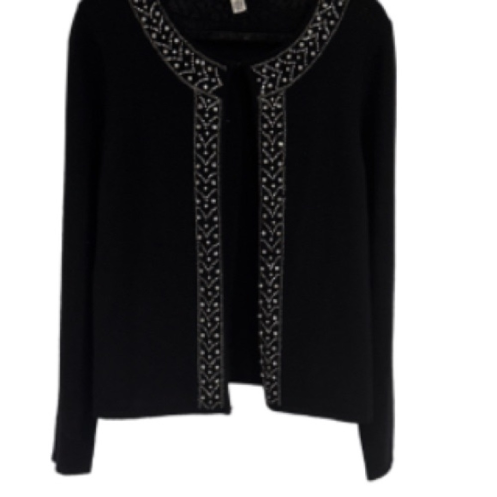 Lilly Pulitzer Black wool cashmere blend Cardigan with rhinestone  Accents